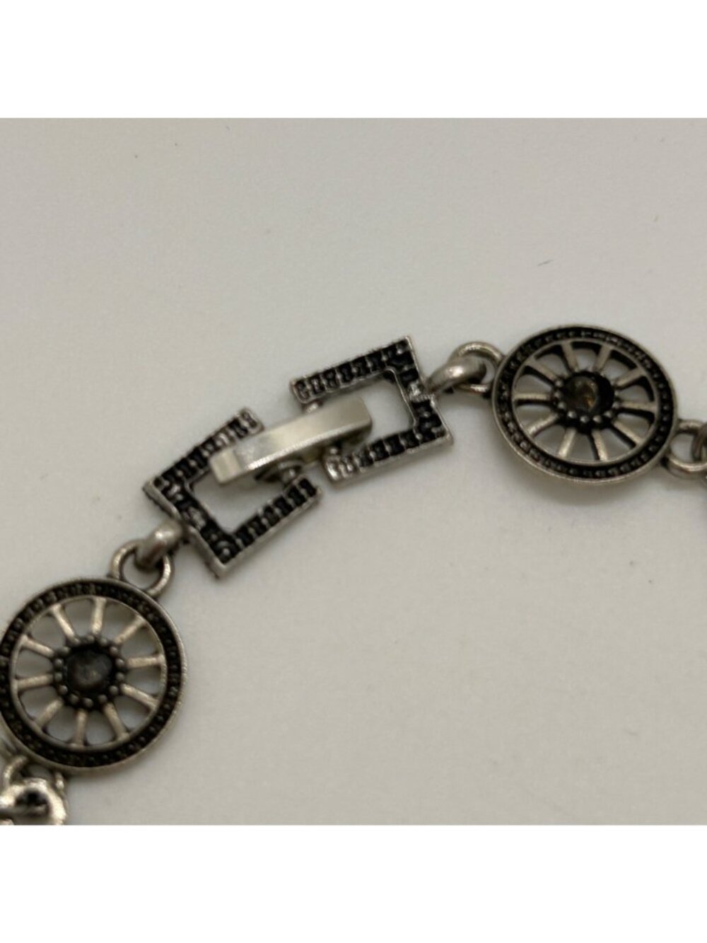 Boho Elephant Link Bracelet Silver Tone Turquoise Color Stone Bohemian Good Luck - Picture 3 of 12